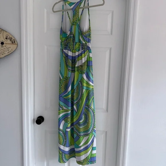 TRINA TURK Vibrant Abstract Print Racerback Maxi Dress Green Blue Small S - Picture 5 of 8